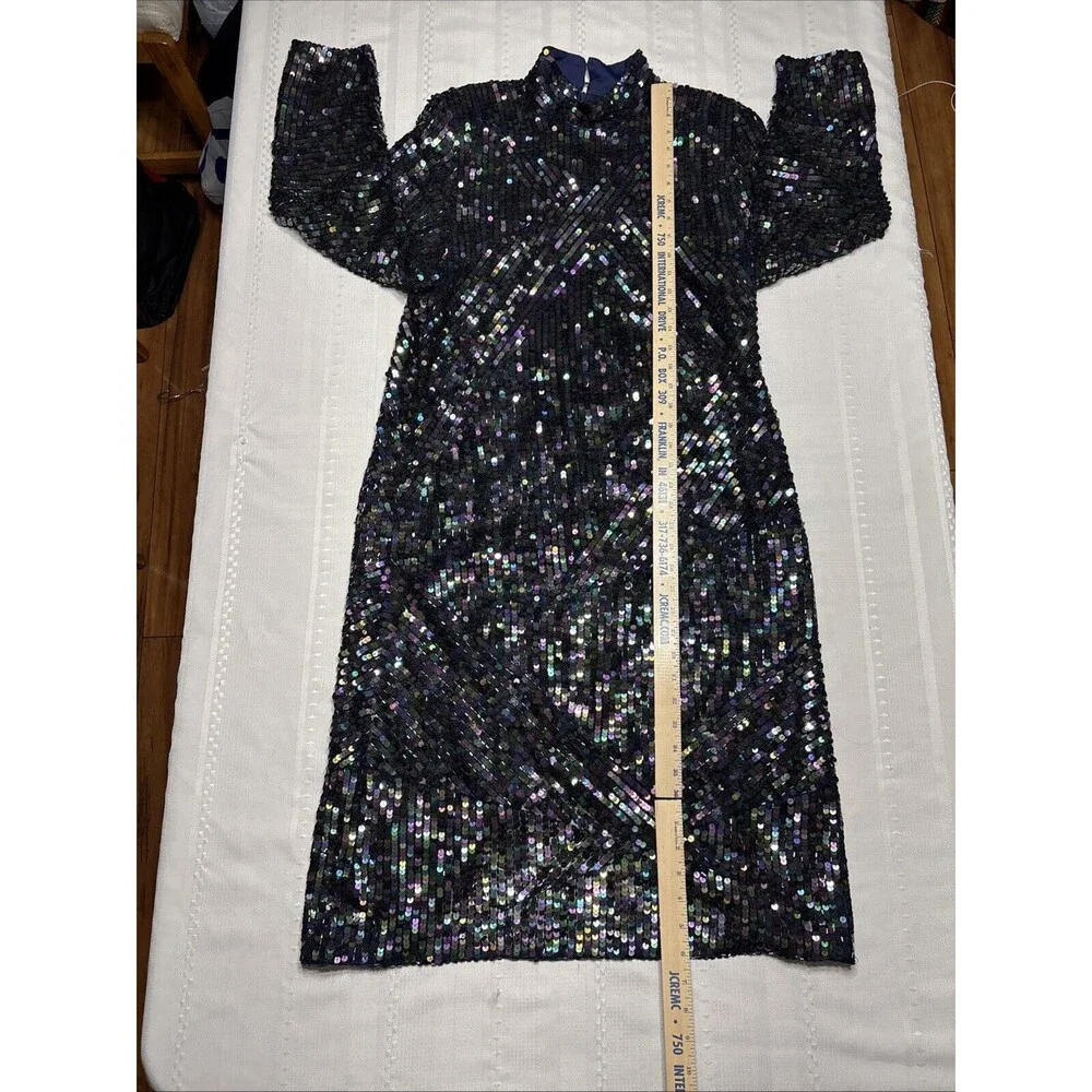 Beautiful!!  VTG Nolan Miller Dynasty Collection Dress/ Sequins/ Size 12 - Picture 8 of 13